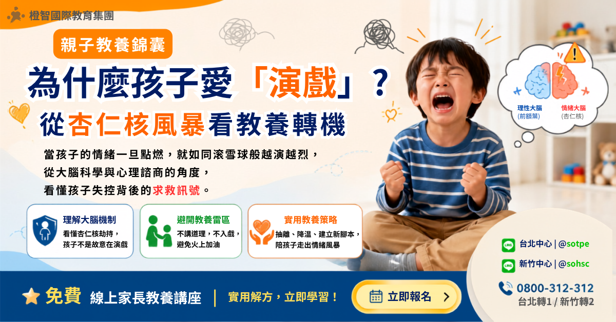 【親子教養錦囊】為什麼孩子愛「演戲」？從杏仁核風暴看教養轉機